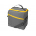 Изотермическая сумка-холодильник "Classic" c контрастной молнией, серый/желтый с нанесением логотипа компании
