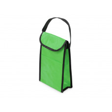 Сумка-холодильник Reviver на липучке из нетканого переработанного материала, зеленый с нанесением логотипа компании
