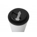 Пластиковый стакан Take away с двойными стенками и крышкой с силиконовым клапаном, 350 мл, белый/черный с нанесением логотипа компании