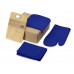 Подарочный набор с разделочной доской, фартуком, прихваткой, синий с нанесением логотипа компании