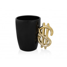 Кружка «Доллар», черный/золотистый (Р) с нанесением логотипа компании