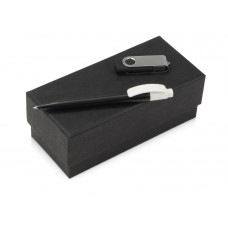 Подарочный набор Uma Memory с ручкой и флешкой, черный с нанесением логотипа компании