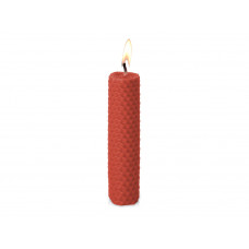 Свеча из вощины 3 х 12,5 см с деревянным ярлыком, красный с нанесением логотипа компании