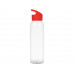Бутылка для воды "Plain 2" 630 мл, прозрачный/красный с нанесением логотипа компании
