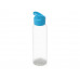 Бутылка для воды "Plain 2" 630 мл, прозрачный/голубой с нанесением логотипа компании