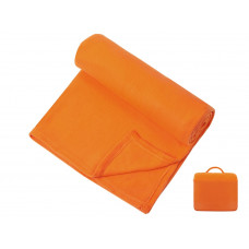 Плед для путешествий Flight в чехле с ручкой и карманом, оранжевый с нанесением логотипа компании