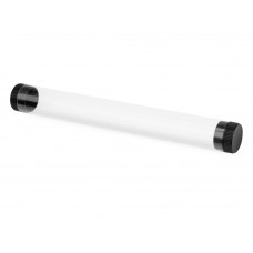 Футляр-туба пластиковый для ручки «Tube 2.0», прозрачный/черный с нанесением логотипа компании