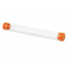 Футляр-туба пластиковый для ручки «Tube 2.0», прозрачный/оранжевый с нанесением логотипа компании