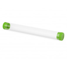 Футляр-туба пластиковый для ручки «Tube 2.0», прозрачный/зеленое яблоко с нанесением логотипа компании