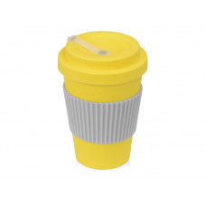 Термокружка "Muffin" из натуральных волокон, желтый с нанесением логотипа компании