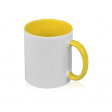 Кружка для сублимации «Sublime Color», белый/желтый с нанесением логотипа компании