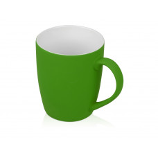 Кружка керамическая с покрытием "софт тач" зеленое яблоко с нанесением логотипа компании