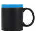 Кружка с покрытием для рисования мелом «Да Винчи», черный/голубой с нанесением логотипа компании