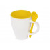 Кружка «Авеленго» с ложкой, белый/желтый с нанесением логотипа компании