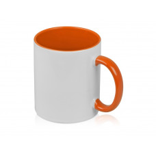 Кружка для сублимации «Sublime Color», белый/оранжевый с нанесением логотипа компании