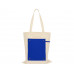 Складная хлопковая сумка для шопинга Gross с карманом, синий с нанесением логотипа компании