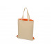 Сумка для шопинга Twin двухцветная из хлопка, 180 г/м2, оранжевый/натуральный с нанесением логотипа компании