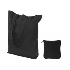 Складывающаяся сумка Skit из хлопка на молнии, черный с нанесением логотипа компании