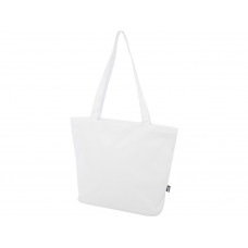 Panama эко-сумка на молнии из переработанных материалов по стандарту GRS объемом 20 л - Белый с нанесением логотипа компании