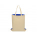 Сумка для шопинга Twin двухцветная из хлопка, 180 г/м2, синий/натуральный с нанесением логотипа компании