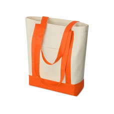 Сумка для шопинга Cotton, натуральный/оранжевый с нанесением логотипа компании