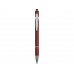 Ручка металлическая soft-touch шариковая со стилусом «Sway», темно-красный/серебристый с нанесением логотипа компании