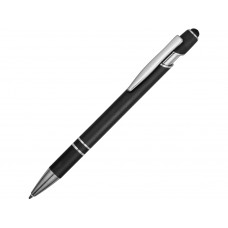 Ручка металлическая soft-touch шариковая со стилусом «Sway», черный/серебристый (P) с нанесением логотипа компании
