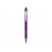 Ручка металлическая soft-touch шариковая со стилусом «Sway», фиолетовый/серебристый с нанесением логотипа компании