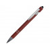 Ручка металлическая soft-touch шариковая со стилусом «Sway», темно-красный/серебристый с нанесением логотипа компании