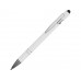 Ручка металлическая soft-touch шариковая со стилусом «Sway», белый/серебристый с нанесением логотипа компании