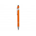 Ручка металлическая soft-touch шариковая со стилусом «Sway», оранжевый/серебристый с нанесением логотипа компании