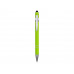Ручка металлическая soft-touch шариковая со стилусом «Sway», зеленое яблоко/серебристый с нанесением логотипа компании