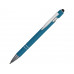 Ручка металлическая soft-touch шариковая со стилусом «Sway», синий/серебристый с нанесением логотипа компании