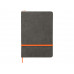 Блокнот «Color» линованный А5 в твердой обложке с резинкой, серый/оранжевый с нанесением логотипа компании