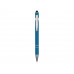 Ручка металлическая soft-touch шариковая со стилусом «Sway», синий/серебристый с нанесением логотипа компании