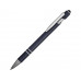 Ручка металлическая soft-touch шариковая со стилусом «Sway», темно-синий/серебристый с нанесением логотипа компании