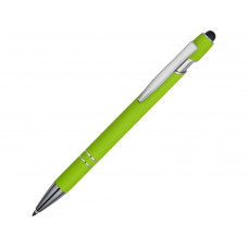 Ручка металлическая soft-touch шариковая со стилусом «Sway», зеленое яблоко/серебристый (P) с нанесением логотипа компании