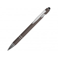 Ручка металлическая soft-touch шариковая со стилусом «Sway», серый/серебристый (P) с нанесением логотипа компании