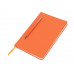 Блокнот А5 "Magnet" 14,3*21 с магнитным держателем для ручки, оранжевый с нанесением логотипа компании
