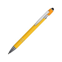 Ручка металлическая soft-touch шариковая со стилусом «Sway», желтый/серебристый