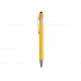 Ручка металлическая soft-touch шариковая со стилусом «Sway», желтый/серебристый с нанесением логотипа компании