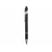 Ручка металлическая soft-touch шариковая со стилусом «Sway», черный/серебристый с нанесением логотипа компании