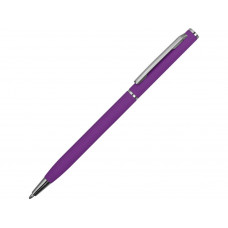 Ручка металлическая шариковая "Атриум" с покрытием софт-тач, фиолетовый с нанесением логотипа компании