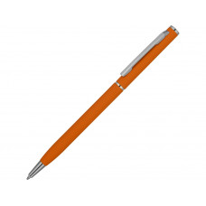 Ручка металлическая шариковая "Атриум" с покрытием софт-тач, оранжевый с нанесением логотипа компании