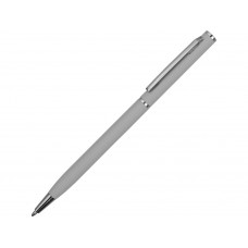 Ручка металлическая шариковая "Атриум" с покрытием софт-тач, серый с нанесением логотипа компании