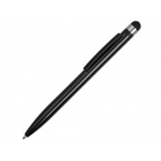 Ручка-стилус пластиковая шариковая «Poke», черный с нанесением логотипа компании