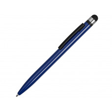 Ручка-стилус металлическая шариковая «Poke», синий/черный с нанесением логотипа компании