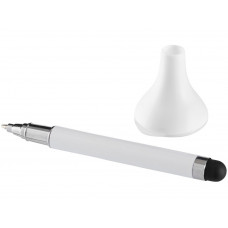 Ручка шариковая со стилусом, белый с нанесением логотипа компании