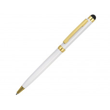 Ручка шариковая "Голд Сойер" со стилусом, белый с нанесением логотипа компании