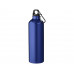 Алюминиевая бутылка для воды Oregon объемом 770 мл с карабином - Синий с нанесением логотипа компании